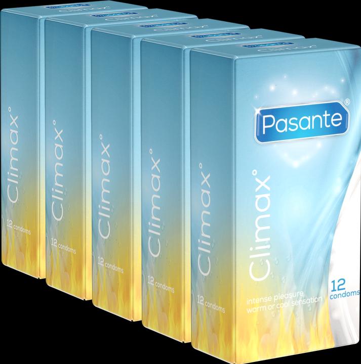 Actual product image Pasante Climax" (value pack!) 5x12 ribbed condoms with special coating (warming and cooling) (60 pcs.)