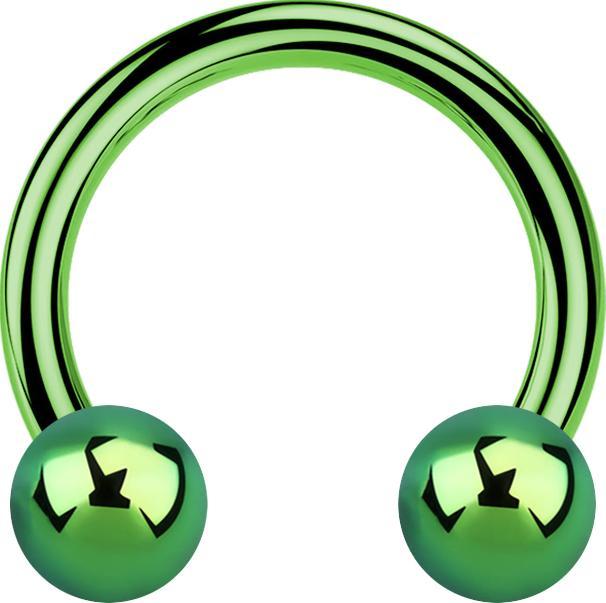 Actual product image Star Piercing Micro Circular Barbell green with two balls (without brass, Titanium G23)