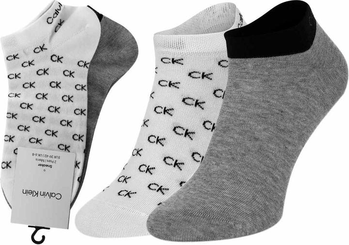 Calvin Klein Mens All Over CK Logo Men's Liner Socks 2 Pack Sneaker, White, 39/42 (39 - 42)
