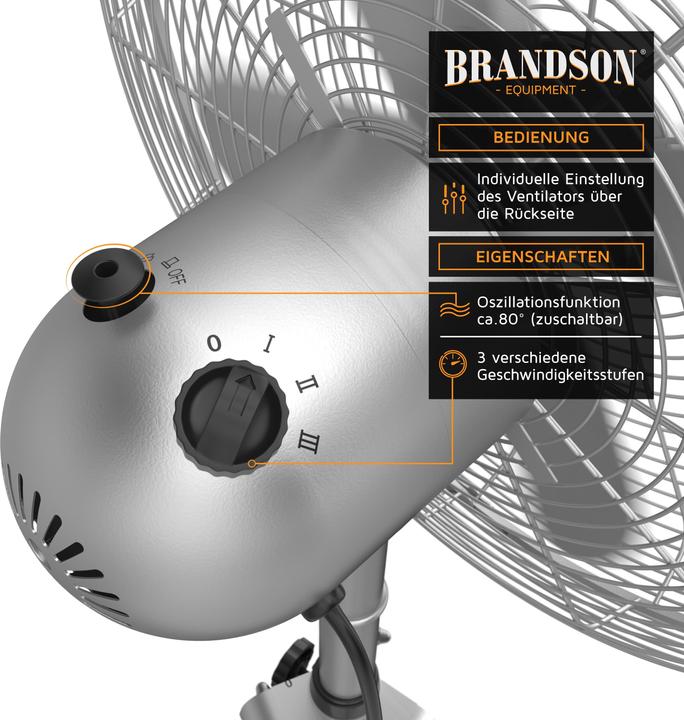 Immagine prodotto Brandson Ventilatore a piedistallo 49cm Ø, ventilatore 60W, treppiede, alloggiamento in metallo, ventilatore (64 dB)