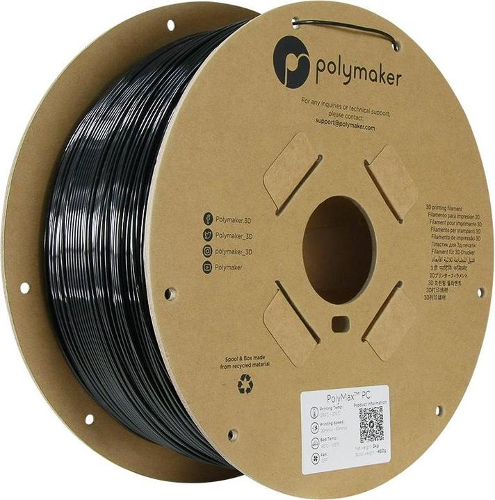 Actual product image Polymaker PolyMax Tough PC Black 1.75 mm 3,000 g (PC, 1.75 mm, 3000 g, Black)