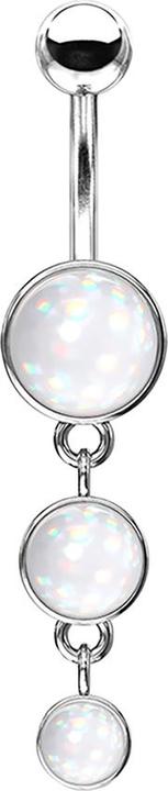 Immagine prodotto Star Piercing Banana in argento con ciondolo a tre scudi in pietra epossidica bianca (Acciaio chirurgico 316L, Ottone)