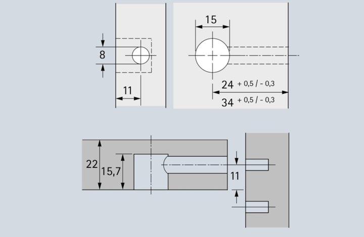 Actual product image Hettich Eccentric connecting fitting Rastex 15, for 22 mm shelves (Connection fitting, 1 pcs.)