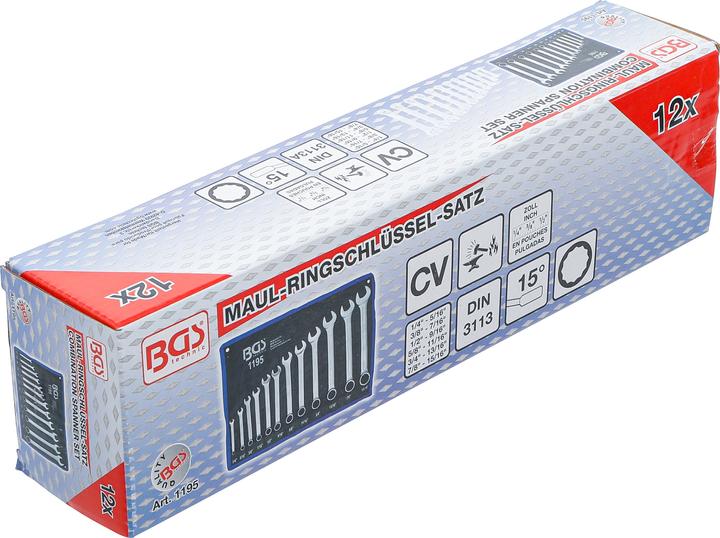 Actual product image BGS Open-end wrench set (1/4", 5/16", 3/8", 7/16", 1/2", 9/16", 5/8", 11/16", 3/4", 13/16", 7/8", 15/16")