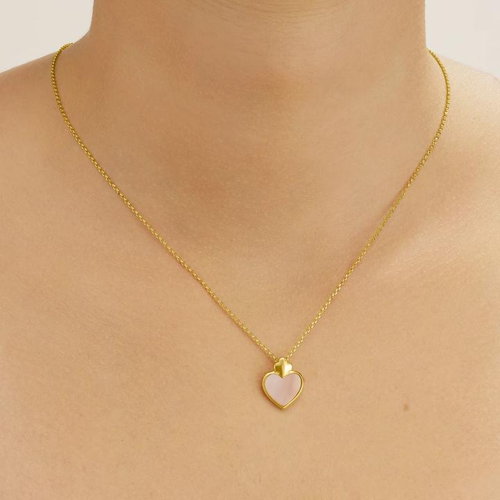 Produktbild Charles Garnier PASSION Herz-Anhänger-Halskette aus Goldsilber und rosa Perlmutt (Goldsilber und rosa Perlmutt)