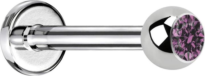 Produktbild Star Piercing Labret silber mit Kugel Kristall hellviolett (ohne Messing, Chirurgenstahl 316L)