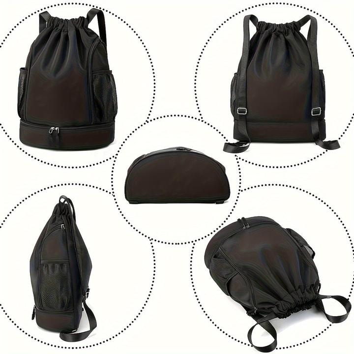 Produktbild Only-Bags.Store Grosse Kapazität Drawstring Rucksack, tragbare Lagerung Rucksack mit Seite Mesh-Taschen, Basketball