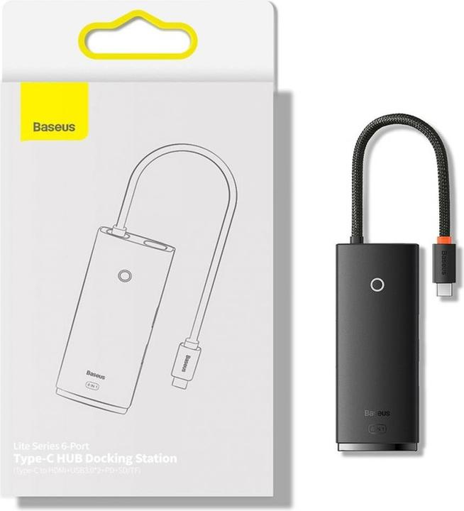Produktbild Baseus LITE SERIES BS-OH020 HUB ADAPTER TYPE-C 6 PORT Black station (USB-C, 6 Ports)