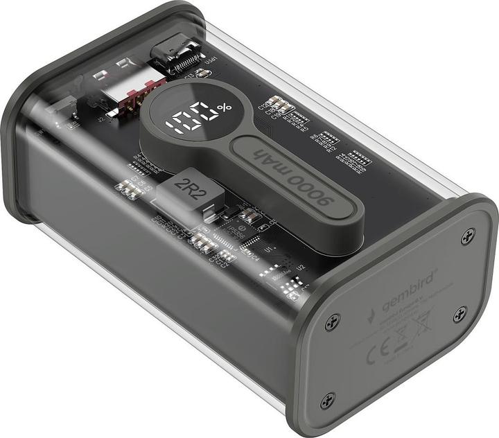 Produktbild Gembird PowerBank Transparent QC3.0 black (9000 mAh, 20 W, 40 Wh)