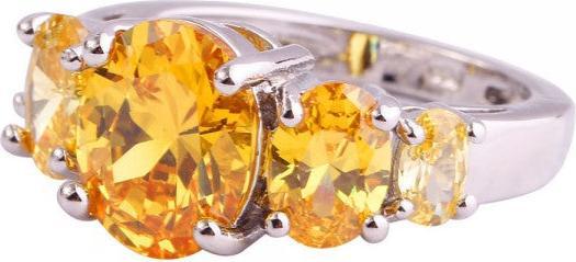 Produktbild Hermex versilberter Ring mit Citrine Edelstein - Gold Gr. 57 / Size 8 (57)