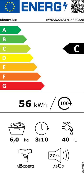 Energie-Label Electrolux EW6SN226SI (6 kg, Links)