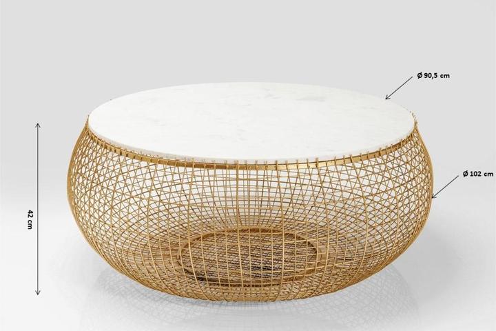 Kare Design Couchtisch Cesta Marmor Gold Ø100cm (Ø 102 x 42 cm)