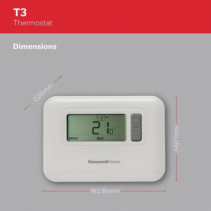 Immagine prodotto Honeywell Termostato ambiente T3 7 giorni stat, programmabile, cablato