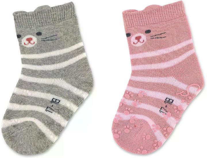 Sterntaler Antirutsch-Socken 2er Set Katze Hellgrau Melange Gr. 21-22 (2er Pack, 21 - 22)