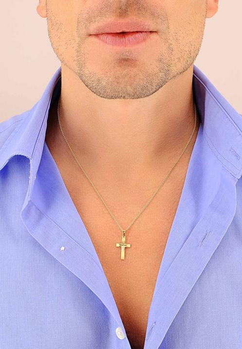 Immagine prodotto Muau Ciondolo croce oro giallo 750, 25x12 mm (Satinato con taglio a croce fantasia)