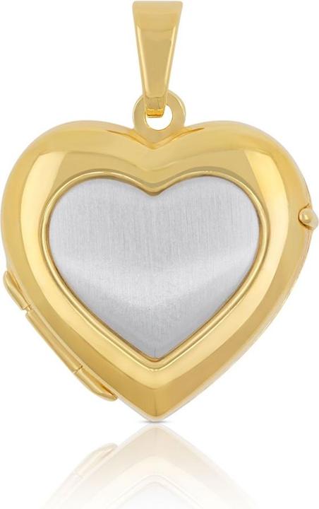 Image du produit Muau Pendant medallion bicolor yellow/white gold 750 heart 23x18mm (750, Or jaune 18 carats, Or blanc)