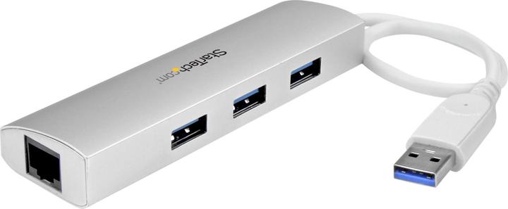 Image du produit StarTech Hub mobile USB 3.0 à 3 ports avec Gigabit Ethernet - Hub USB en aluminium avec adaptateur Gigabit (USB-A, 4 Ports)