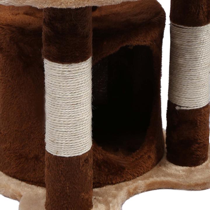 Actual product image Wiltec Cat Tree Scratching Post Climbing Tree 67cm in Brown/Beige with Plattform, Cave and Ball (67 cm, Brown/beige)