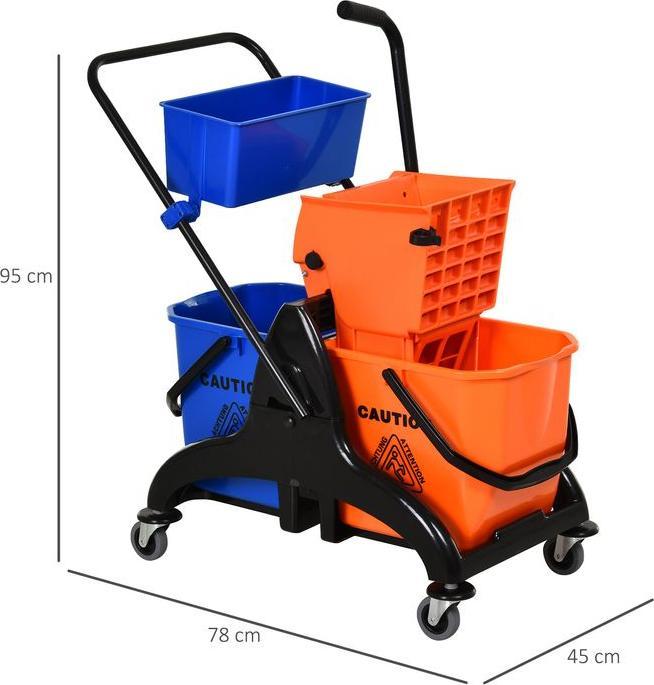 Produktbild Swisshandel24 Putzwagen Reinigungswagen 26 Liter Wischwagen mit Wringer, Wischmopp-Presse (1 Stk.)