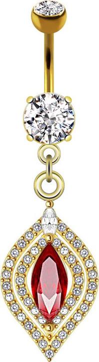 Produktbild Star Piercing Banane vergoldet mit Anhänger Kronleuchter oval (ohne Messing, Chirurgenstahl 316L)