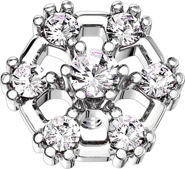 Produktbild Star Piercing Dermal Anchor silber Hexagon mit Kristall (Chirurgenstahl 316L, Messing)
