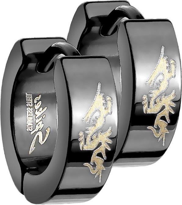 Image du produit Star Piercing Boucle d'oreille à clapet Dragon noir (sans laiton, Acier chirurgical 316L)