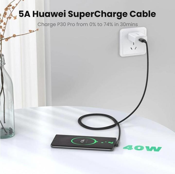 Produktbild Ugreen Cable USB to USB-C US317 Angled, 2m (black) (2 m, USB 2.0)