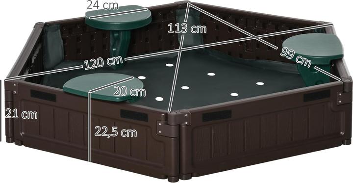 Produktbild Outsunny Sandkasten mit anpassbarer Form und 3 Sitzplätzen