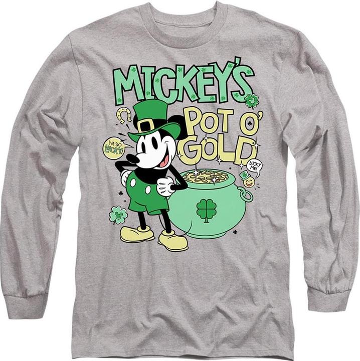 Actual product image Mickey Mouse Unisex Adult Pot O Gold St Patricks Day T-Shirt (S)