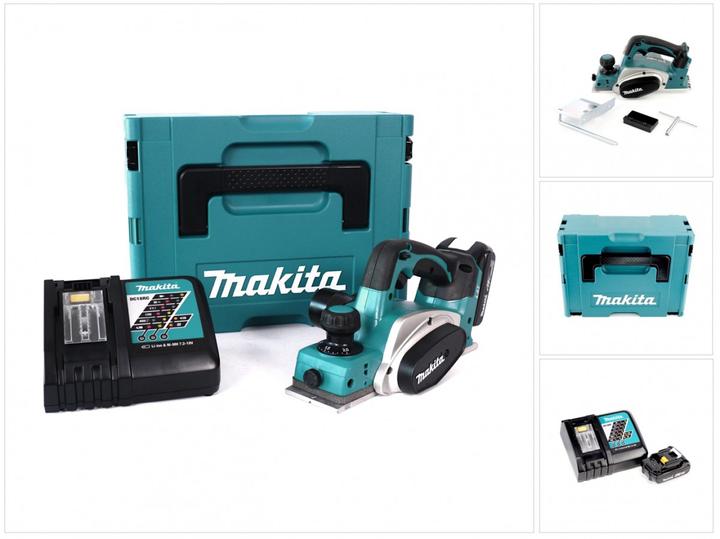 Productafbeelding Makita DKP 180 RA1J Accu schaafmachine 18 V 82 mm + 1x Accu 2.0 Ah + Lader + Makpac