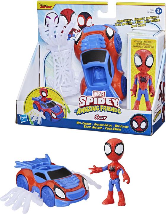 Actual product image Hasbro Spidey and His Amazing Friends Spidey Web-Flitzer Set, Spidey Action Figure with Vehicle and A
