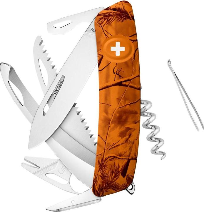 Swiza Swiss Army Knife HU09 R-TT, 440 steel, blade lock, orange pine non-slip handle scales, 1