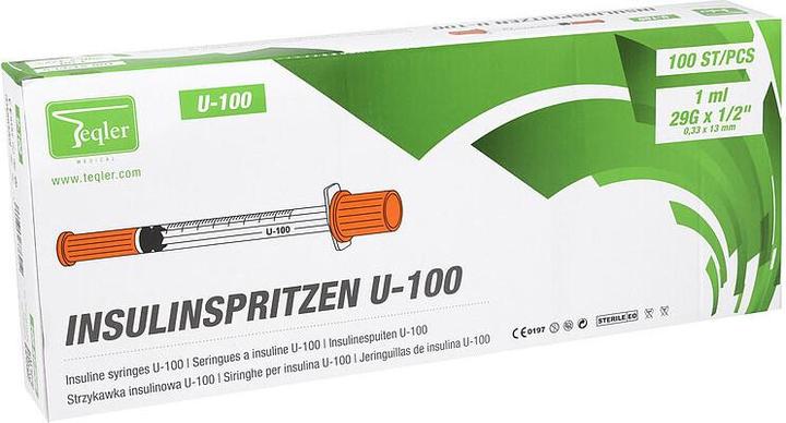 Actual product image Teqler Insulin syringes U100 0.33x13mm (Insulin injections)