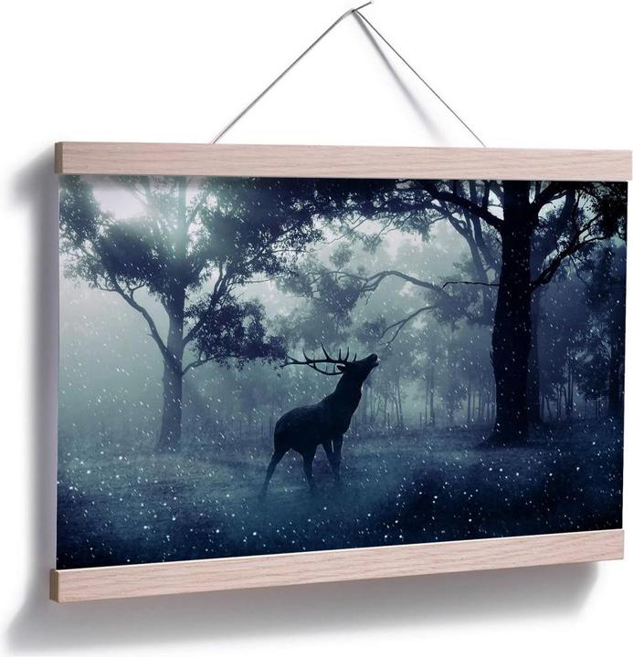Produktbild Trenddeko Hirsch im Morgenwald (100 x 70 cm)