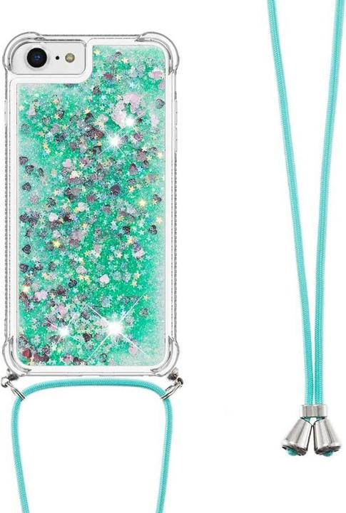 Productafbeelding Cover-Discount iPhone SE / 8 / 7 - glitter case met sleutelkoord turquoise (Apple iPhone 7, Apple iPhone 8, Apple iPhone SE (2e generatie))