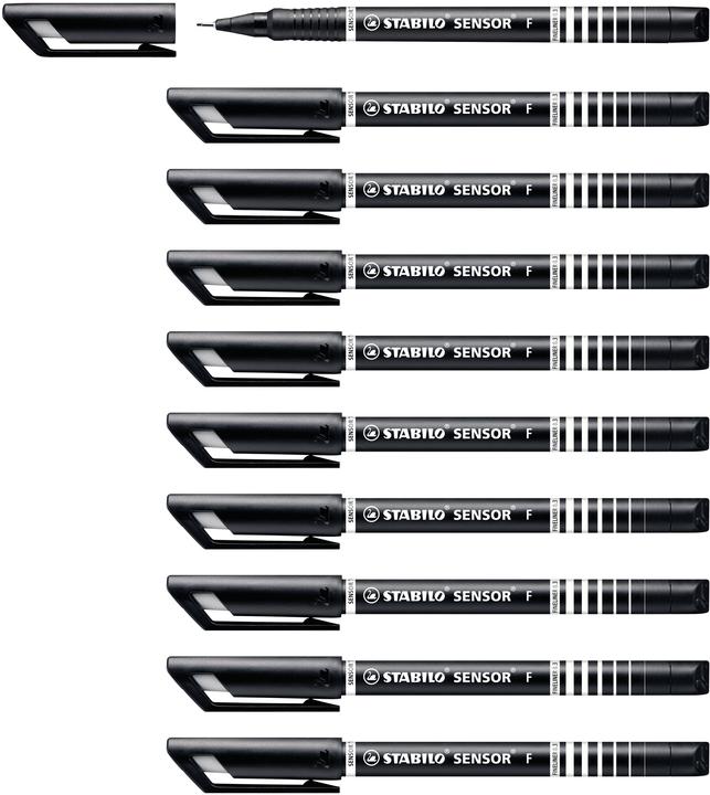 Image du produit STABILO Fineliner Sensor, largeur de trait 0,3 ou 0,7 mm, 4 couleurs au choix, 10 pièces (Noir, 10 x)