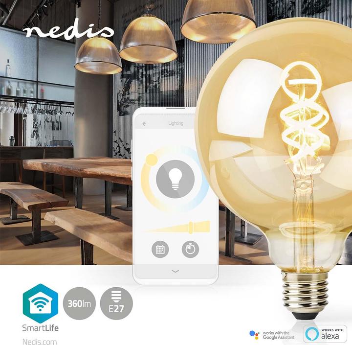 Immagine prodotto Nedis WIFILRT10G125 Smartlife Lampada a filamento LED WLAN E27 360 lm 4,9 W Bianco caldo o freddo 1800 - (E27, 4.90 W, 360 lm, 1 x, G)