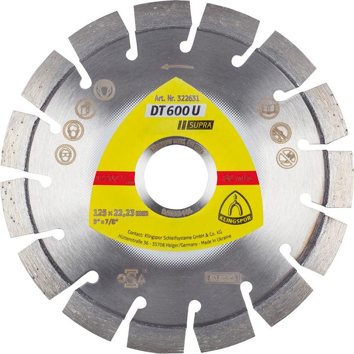 Productafbeelding Klingspor Diamantzaagblad DT 600 U Supra Ø 230 mm Boring 22,23 mm 9 mm 20 mm