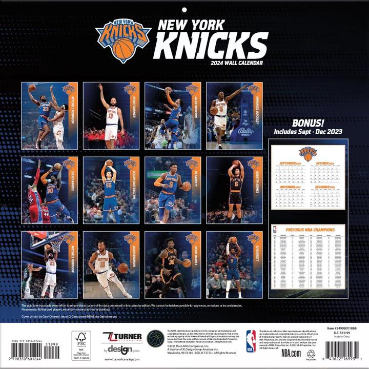 Immagine prodotto NBA - New York Knicks - 30,5 x 30,5 cm Calendario da parete 2024 (Spagnolo, Inglese, Italiano, Francese, Tedesco)