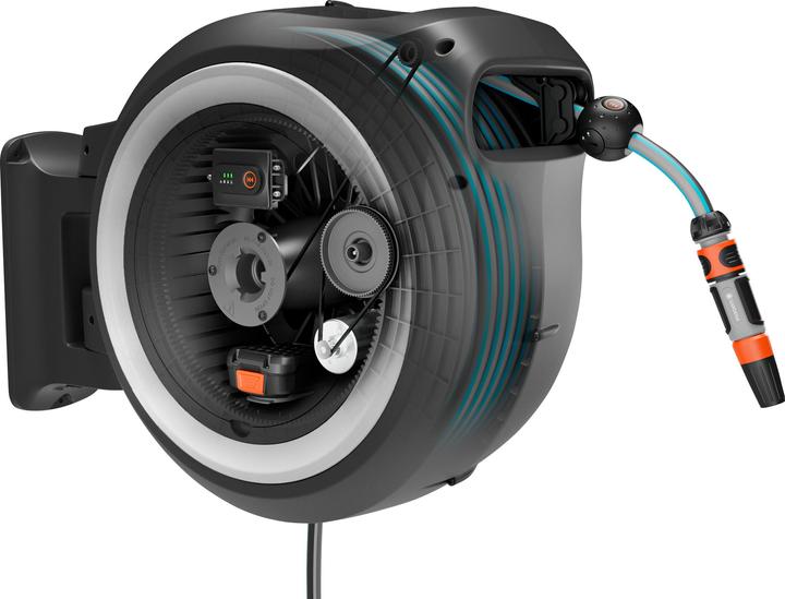 Immagine prodotto Gardena Portagomma a batteria da parete PowerRoll XL 18V set bianco 35 m (35 m)