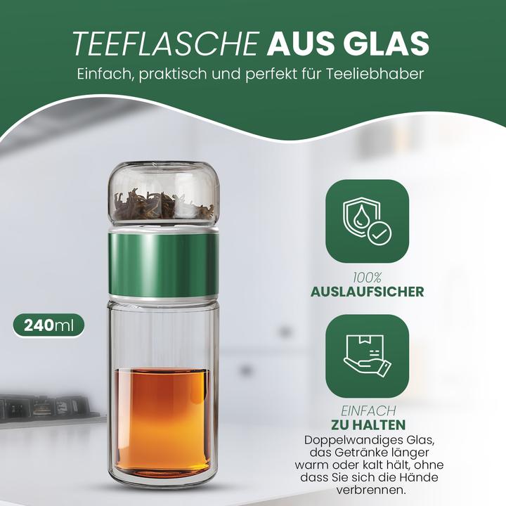 Produktbild Gewürzladen Näfels Drehbare Teeflasche aus hitzebeständigem Glas mit Teefilter - to go (0.24 l)