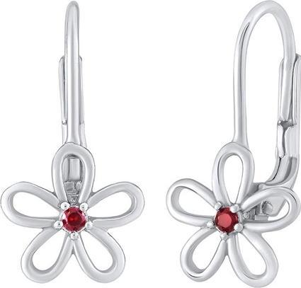Immagine prodotto Silvego Orecchini in argento - fiore con zircone rosso SILVEGOB31857R