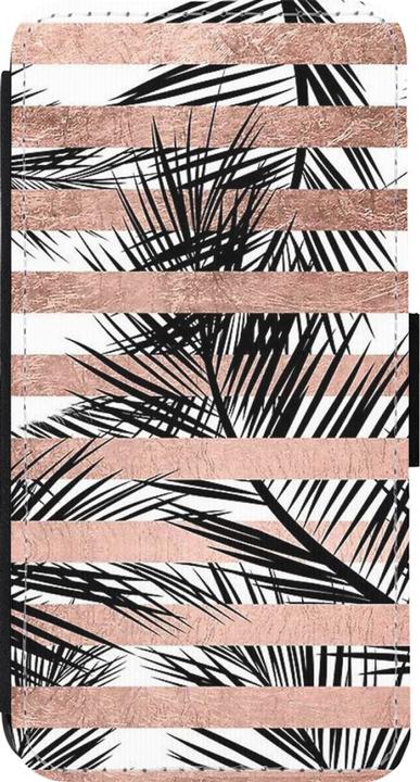 Immagine prodotto PhoneLook Copertina del portafoglio nero Palme a strisce dorate (Apple iPhone 13 Pro)