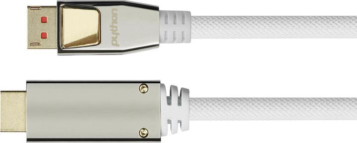 Image du produit Python PYT M0224 DP 1.4 vers HDMI 2.0 A mâle, nylon, 4K@60Hz, 5 m, blanc (5 m, HDMI)