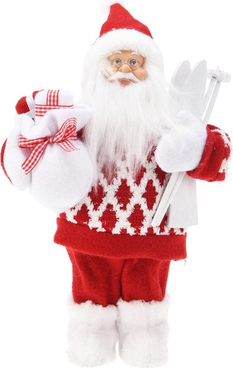 Image du produit H & S Collection Père Noël décoratif avec bottes de neige et skis, 20 x 10 x 30 cm
