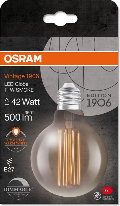 Immagine prodotto Osram Globo a filamento vintage 1906 Led Classic Slim (E27, 11 W, 500 lm, 1 x, G)