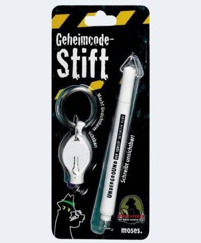 Image du produit Stylo à code secret avec porte-clés et lumière UV (Blanc, 1 x)