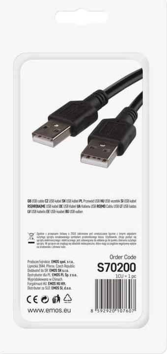 Produktbild Emos USB Kabel 2.0 A Stecker – A Stecker 2m (2 m, USB 2.0)