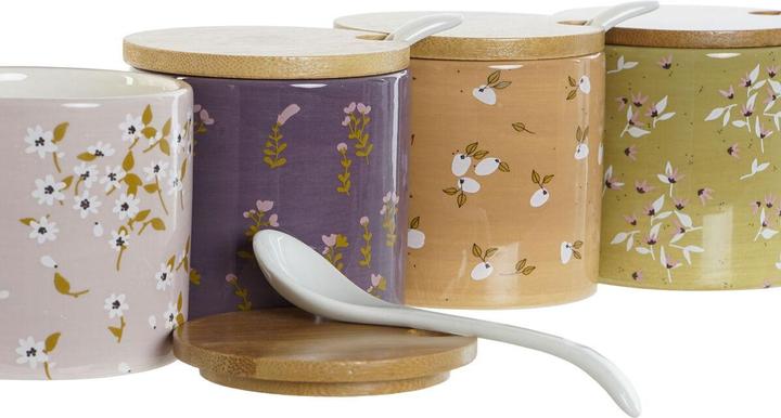 Produktbild DKD Home Decor Zuckerdose grün Rosa Senf Lila Bambus Dolomite 7,5 x 7,5 x 7,5 cm (4 Stück)