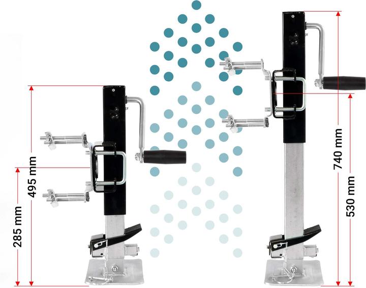 Produktbild Wiltec Stützfuss 900kg Kurbel seitlich Schwenkhalterung Abstellstütze Anhänger